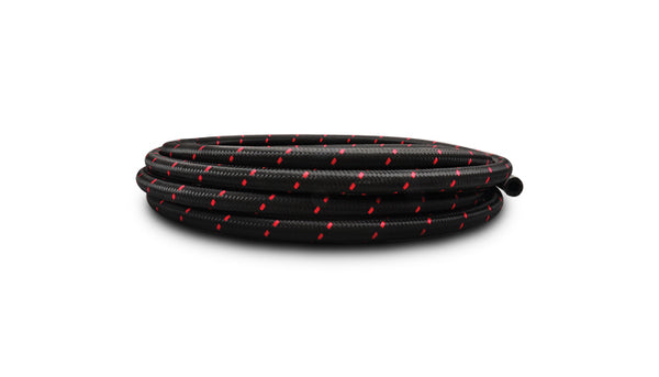 Vibrant Performance - 11982R - 20ft Roll Of Black Red Nylon Braid Flex Hose; AN Size: -12; Hose ID: 0.68 In.