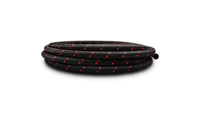 Vibrant Performance - 11984R - 5ft Roll Of Black Red Nylon Braided Flex Hose; AN Size: -4AN; Hose ID 0.22 In.
