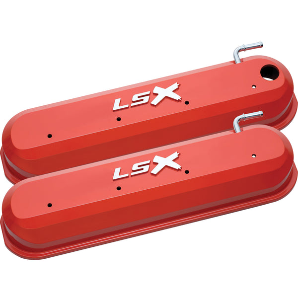 Raised "LSX" Emblem Aluminum Valve Covers  Chevy Orange  LS Engines