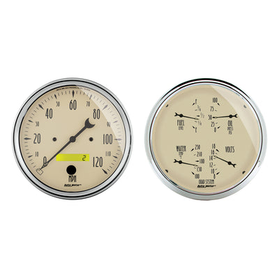 2 PC. GAUGE KIT 5 In. QUAD & SPEEDOMETER 240-33 O ANTIQUE BEIGE