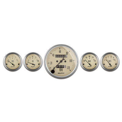 5 PC. GAUGE KIT 3-1/8 In. & 2-1/16 In.  MECH. SPEEDOMETER ANTIQUE BEIGE