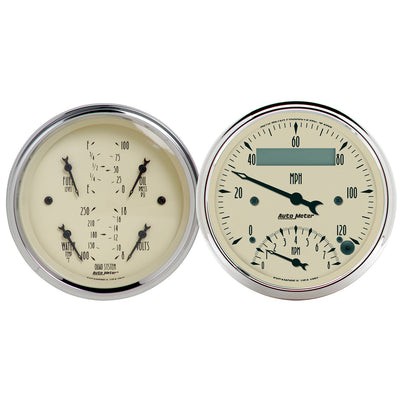 2 PC. GAUGE KIT 3-3/8 In. QUAD & TACH/SPEEDO 240-33 O ANTIQUE BEIGE