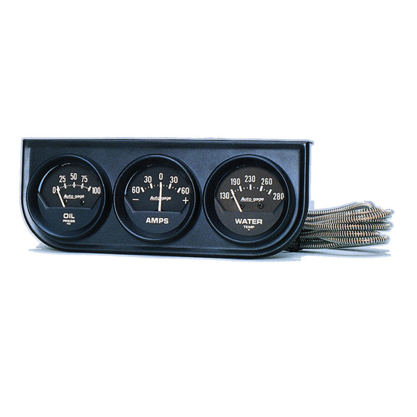 GAUGE CONSOLE OILP/WTMP/AMP 2-1/16 In.  100 PSI/280 Fahrenheit/60A BLK DIAL BLK BZL AG