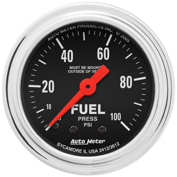 2-1/16 In. FUEL PRESSURE 0-100 PSI TRADITIONAL CHROME