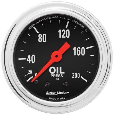 2-1/16 In. OIL PRESSURE 0-200 PSI TRADITIONAL CHROME