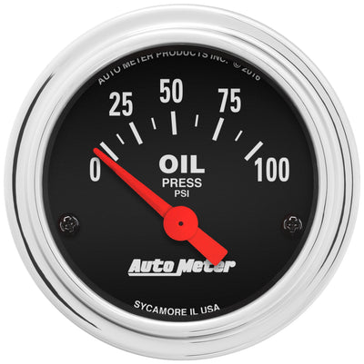 2-1/16 In. OIL PRESSURE 0-100 PSI TRADITIONAL CHROME