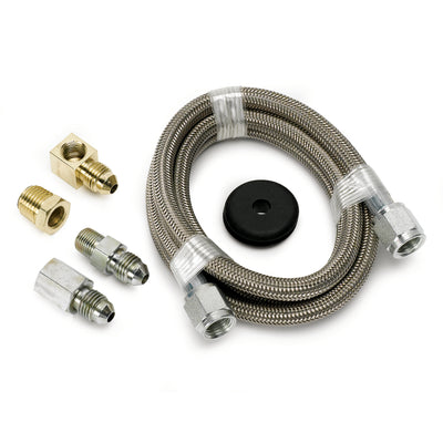 LINE BRAIDED STAINLESS STEEL #4 DIA. 4FT. LENGTH -4AN AND 1/8 In. NPTF FITTINGS