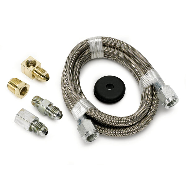LINE BRAIDED STAINLESS STEEL #4 DIA. 4FT. LENGTH -4AN AND 1/8 In. NPTF FITTINGS