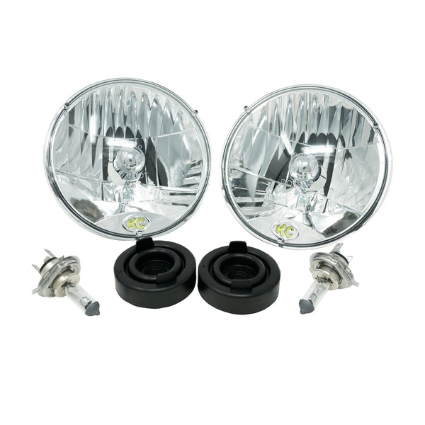 KC Hilites 7 In Headlight - H4 Halogen - 2-Lights - 55W / 60W DOT Headlight - Universal / Fits 97-06 Jeep TJ