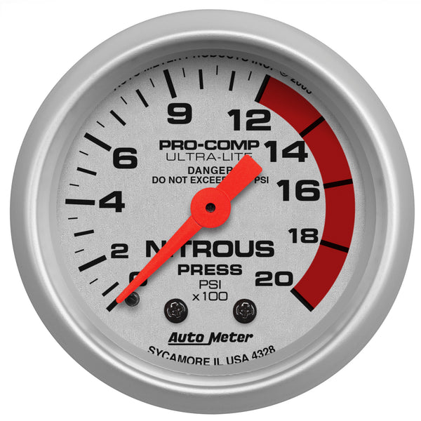 2-1/16 In. NITROUS PRESSURE 0-2000 PSI ULTRA-LITE