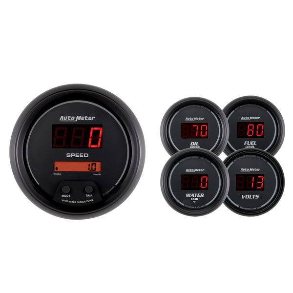 5 PC. GAUGE KIT 3-3/8 In. & 2-1/16 In.  SPORT-COMP DIGITAL