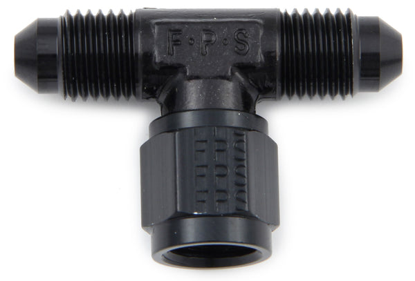 Fitting #6 Tee Female Swivel On Side Black