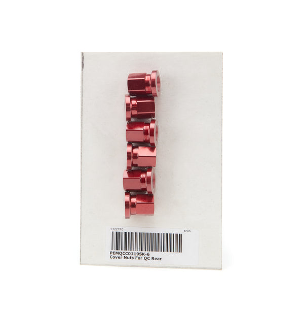 Cover Nuts For QC Rear Short Red 6 Pack